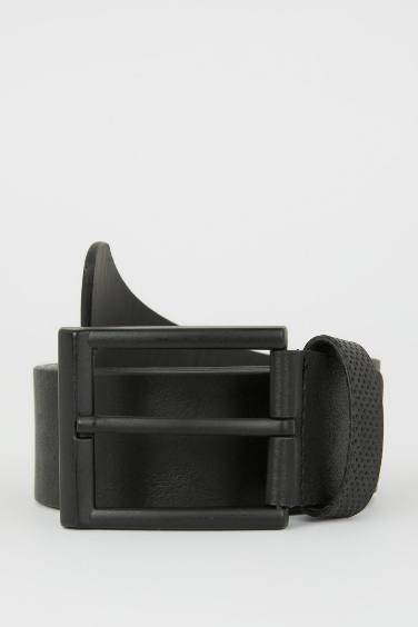 Ceinture en Similicuir avec Boucle Rectangulaire pour Homme