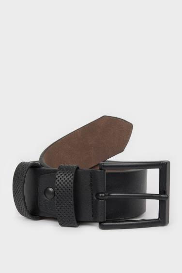 Man Rectangle Clasp Faux Leather