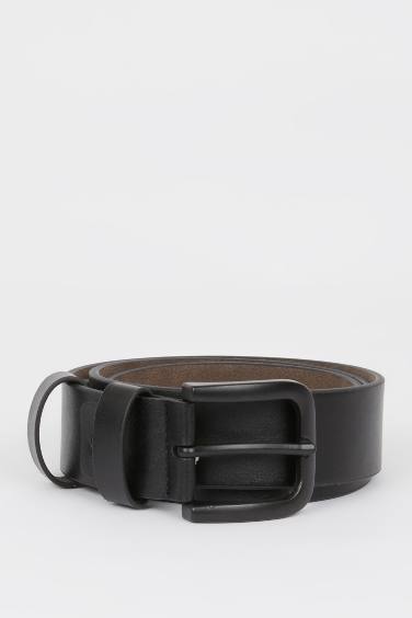 Man Rectangle Clasp Faux Leather Classic Belt