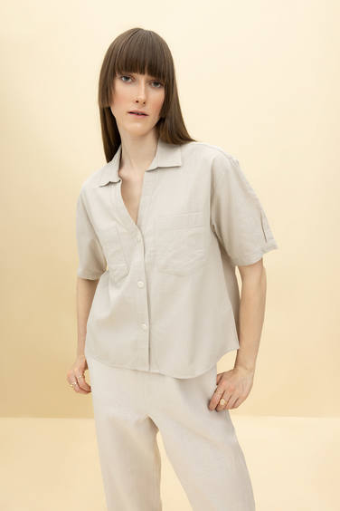 網上選購DeFacto Slim Fit Short Sleeve Cotton Shirt 2024 系列