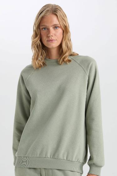 Oversize Fit Crew Neck Thick Basic Casual Sweatshirt