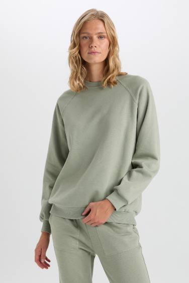 Oversize Fit Crew Neck Thick Basic Casual Sweatshirt
