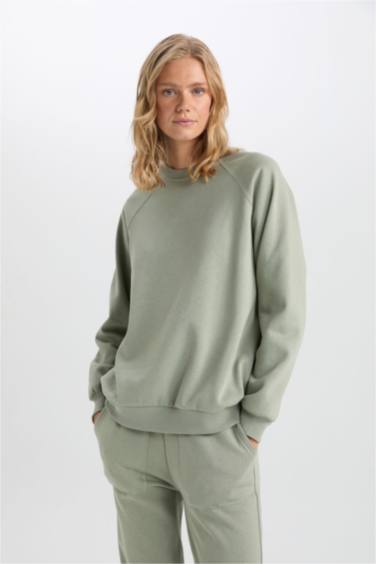 Oversize Fit Crew Neck Thick Basic Casual Sweatshirt