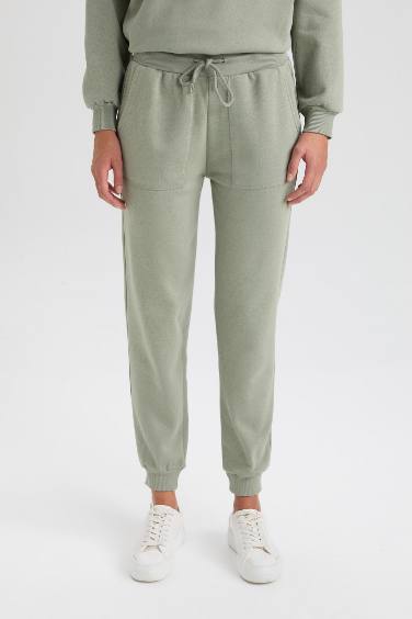 Regular Fit Tied Waist Basic Thick Jogger Sweatpants