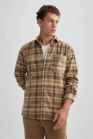 Regular Fit fleece Plaid Long Sleeve Shirt