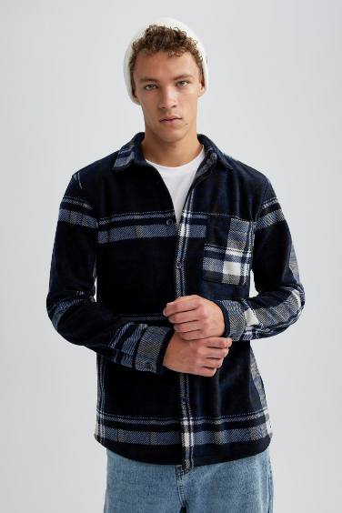 Regular Fit fleece Plaid Long Sleeve Shirt