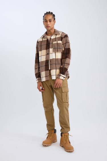 Regular Fit Checkered Fleece Shirt