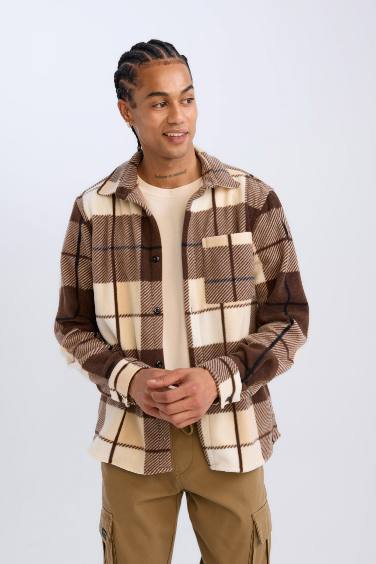Regular Fit Checkered Fleece Shirt