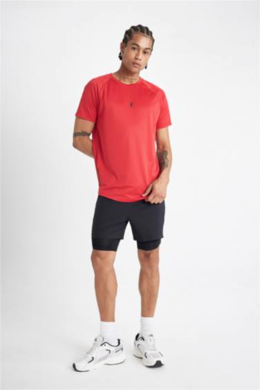 DeFactoFit Slim Fit Crew Neck Printed Sports T-Shirt