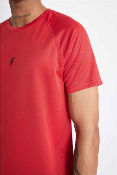 DeFactoFit Slim Fit Crew Neck Printed Sports T-Shirt