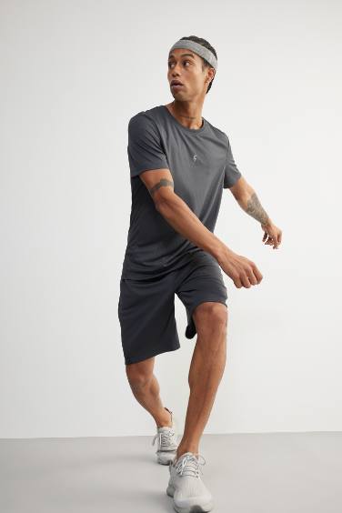 DeFactoFit Slim Fit Crew Neck Printed Sports T-Shirt