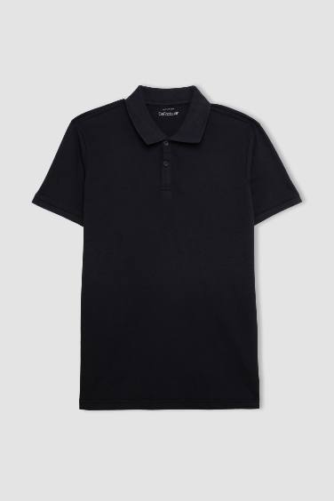 DeFactoFit Slim Fit Dar Kesim Polo Yaka Kısa Kollu Tişört