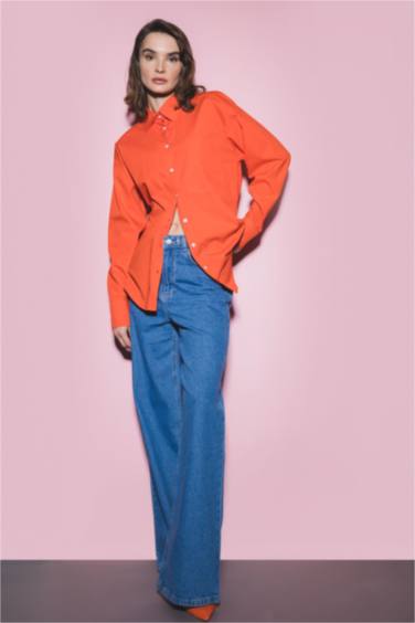 Сорочка з довгим рукавом оверсайз з попліну для жінок