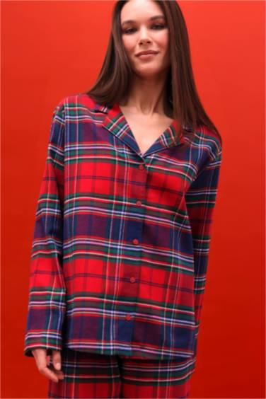 سيت بجامة كاروهات قصة عادية من Fall in Love - قطعتين