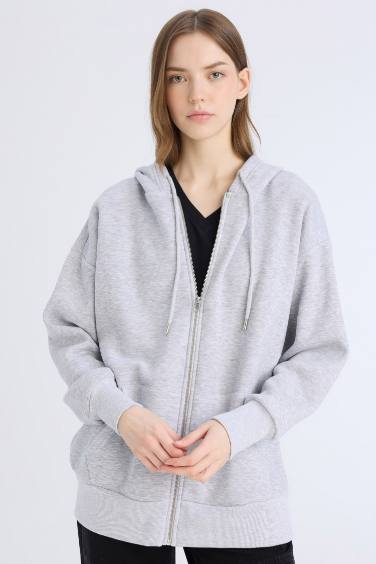 Sweat à capuche oversize en tissu épais à fermeture zip