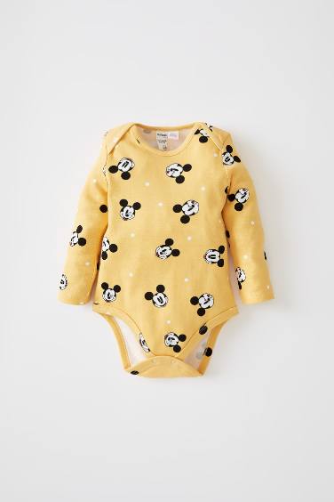 Body bébé garçon Mickey Mouse sous licence en coton à manches longues et boutons-pression