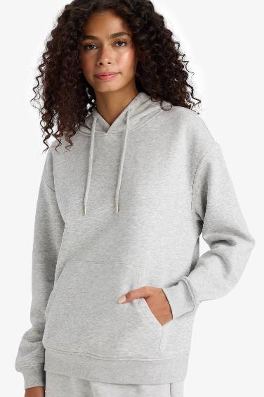 Толстовка с капюшоном из плотной ткани, обычная посадка