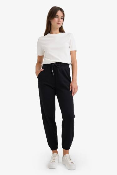 Jogger Fit Basic High Waist Thick Fabric Trousers