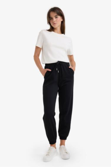 Jogger Fit Basic High Waist Thick Fabric Trousers