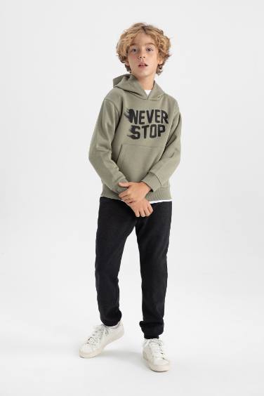 Boy Printed Hooded Sweatshirt Sweatpants 2 Piece Set