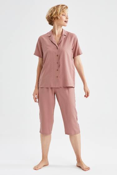 Bas de pyjama capri coupe décontractée à taille élastique