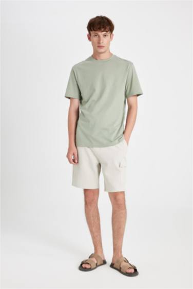 %100 Pamuk New Regular Fit Bisiklet Yaka Basic Düz Kısa Kollu Tişört