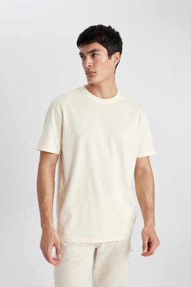 New Regular Fit Crew Neck Basic Cotton T-Shirt