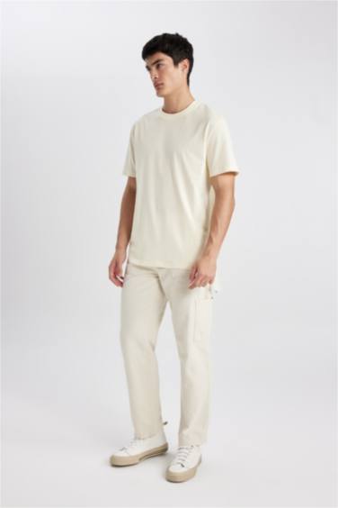 New Regular Fit Bisiklet Yaka Basic Düz %100 Pamuk Kısa Kollu Tişört