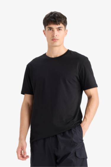 تيشيرت قطن قصة عادية برقبة مستديرة