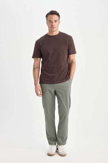 %100 Pamuk New Regular Fit Bisiklet Yaka Basic Düz Kısa Kollu Tişört