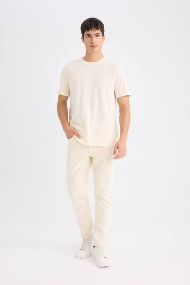 %100 Pamuk New Regular Fit Bisiklet Yaka Basic Düz Kısa Kollu Tişört