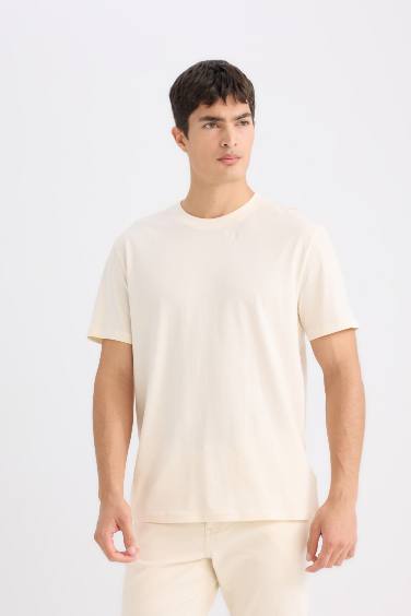 %100 Pamuk New Regular Fit Bisiklet Yaka Basic Düz Kısa Kollu Tişört