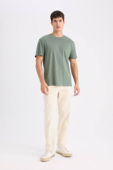 %100 Pamuk New Regular Fit Bisiklet Yaka Basic Düz Kısa Kollu Tişört