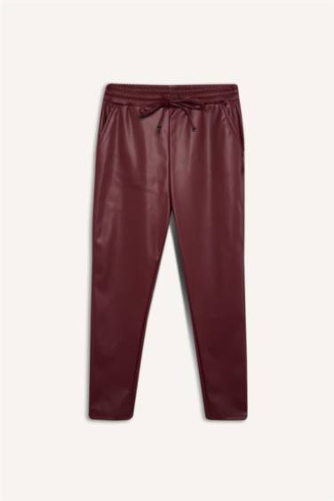 Jogger Cepli Yüksek Bel Standart Paça Suni Deri Pantolon