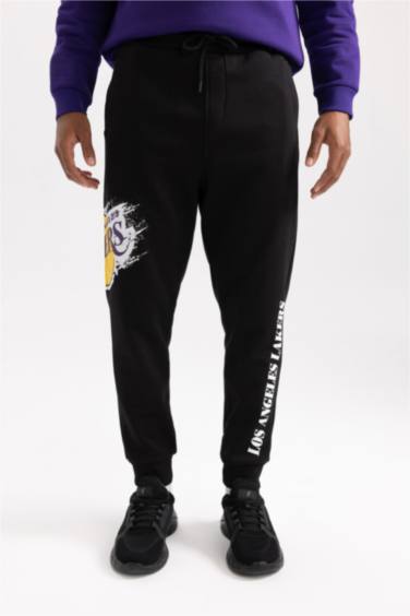 DeFactoFit NBA Los Angeles Lakers Jogger Eşofman Altı Regular Fit Cepli Beli Bağcıklı Lastikli Paça