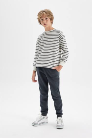 Erkek Çocuk Anstrasit Beli Paçası Lastikli Cepli Basic Düz Jogger Okul Eşofman Altı