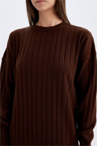 Regular Fit Yarım Balıkçı Yaka Basic Düz Uzun Kollu Triko Elbise