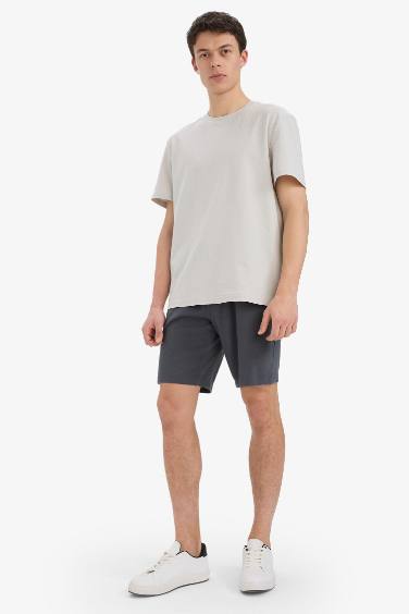 Slim Fit Cotton Basic Bermuda Shorts