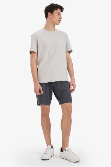 Slim Fit Cotton Basic Bermuda Shorts