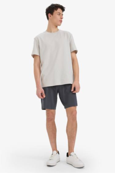 Slim Fit Cotton Basic Bermuda Shorts