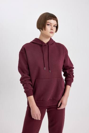 Relax Fit Hooded Thick Sweatshirt Fabric Sweatshirt