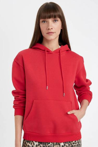 Relax Fit Hooded Thick Fabric Sweatshirt