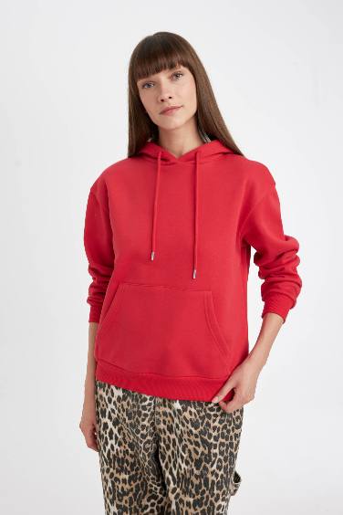 Relax Fit Hooded Thick Fabric Sweatshirt