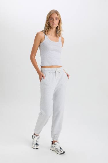 High Waist Elastic Leg Basic Thick Jogger Sweatpants