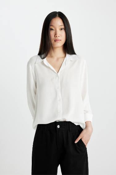 Regular Fit Shirt Collar Long Sleeve Shirt