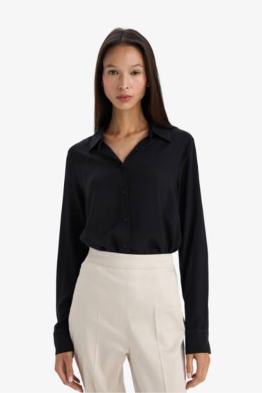 Regular Fit қайырма жағалы ұзын жеңді жейде