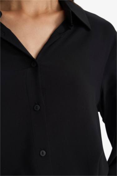 Regular Fit қайырма жағалы ұзын жеңді жейде