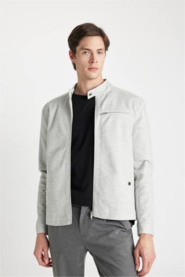 Slim Fit Dar Kesim Dik Yaka Astarlı Fermuarlı Cepli Mevsimlik Baharlık Ceket Mont