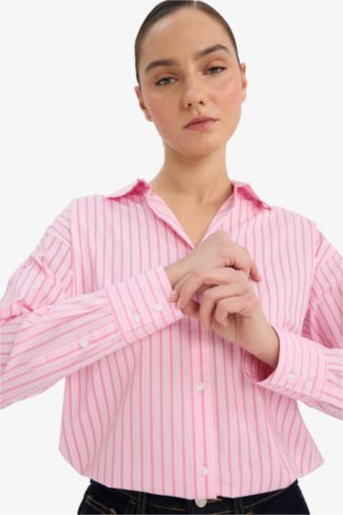 Поплиновая рубашка Oversize с длинным рукавом