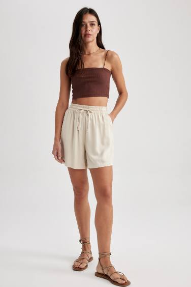 Relax Fit Normal Waist Viscose Shorts